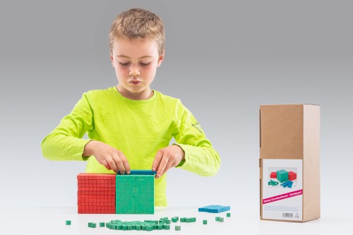 Dienes Base Ten Set in 3 Montessori Colours (121 pcs) RE-Wood®