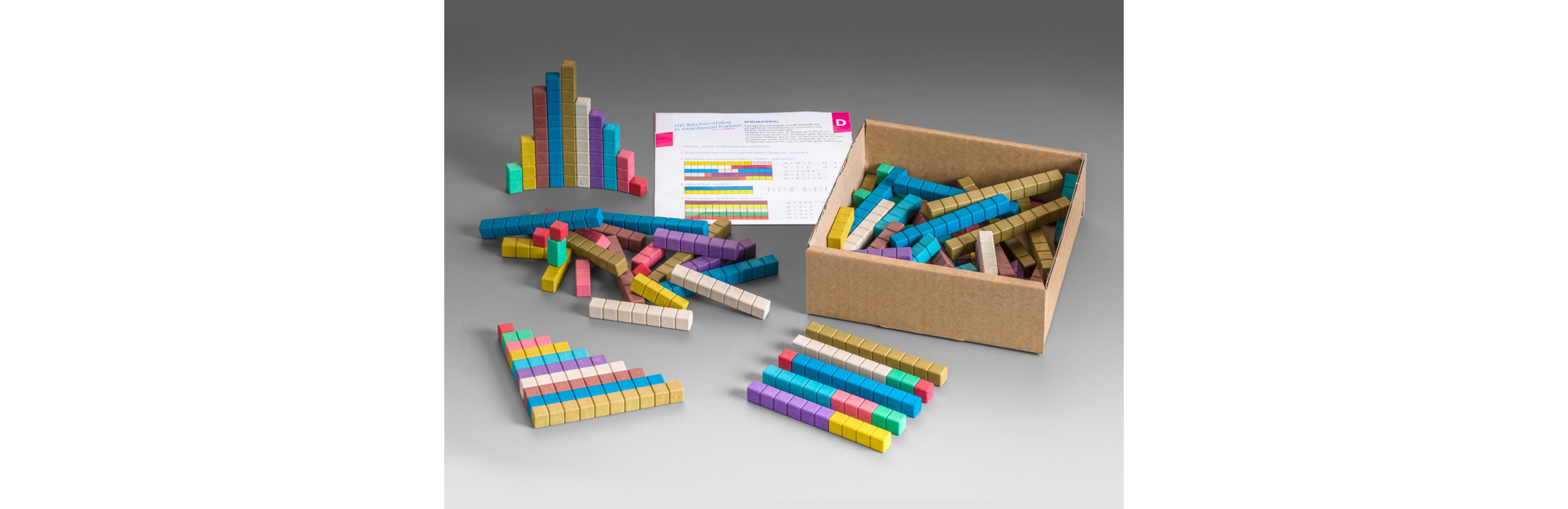 Wissner® aktiv lernen - Rechenstäbe in 10 Montessori-Farben (100 Stück) RE-Wood®