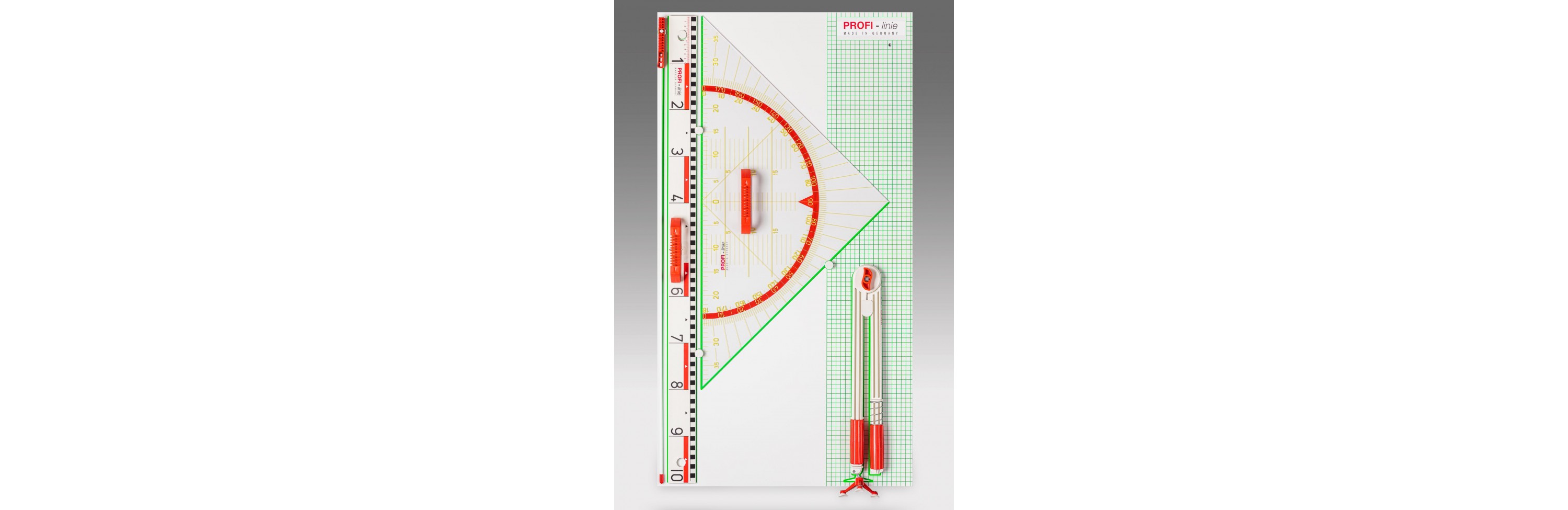 Wissner® aktiv lernen - Wandtafelgerätesatz PROFI-linie II (mit 80 cm Geowinkel) RE-Plastic®