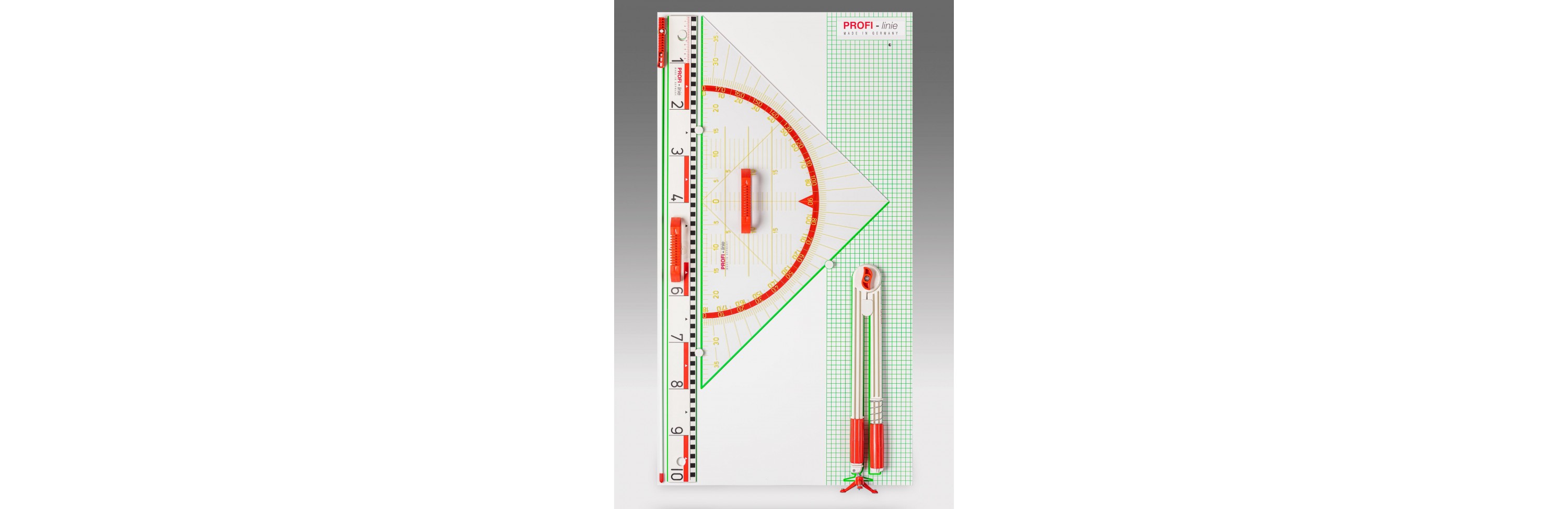 Wissner® aktiv lernen - Wandtafelgerätesatz PROFI-linie II magn (mit 80 cm Geowinkel) RE-Plastic®