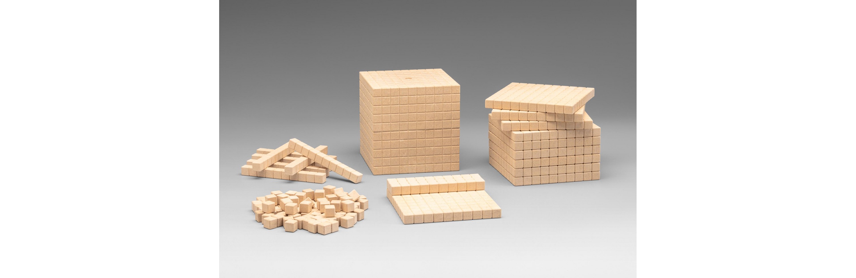 Wissner® active learning - Dienes Base Ten Set in natural colours (121 pcs) RE-Wood®