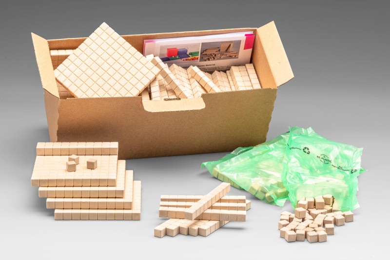 Wissner® active learning - Dienes Base Ten Class Set. in natural colours (432 pcs) RE-Wood®