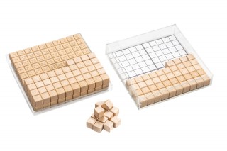Wissner® active learning - Hundred Box in natural colours 10 x 10cm (29 pcs) RE-Wood®