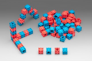 Wissner® active learning - Interlocking cubes red/blue (100 pcs) RE-Wood®