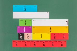 Wissner® aktiv lernen - Bruchrechensatz linear in 9 Farben für die Tafel magnetisch (51 Teile) MAG-Pap°