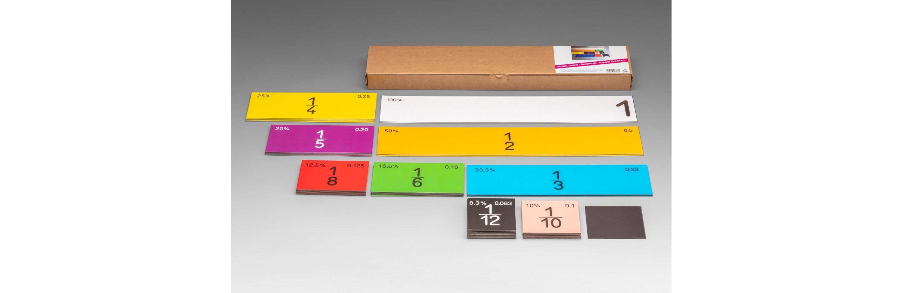 Wissner® active learning - Fraction Set linear in 9 colours for chalkboard magnetic (51 pcs) MAG-Pap°