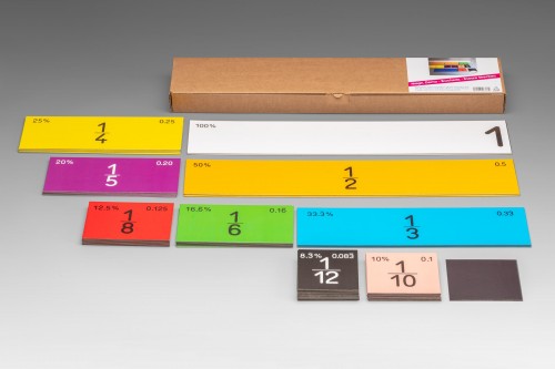 Wissner® aktiv lernen - Bruchrechensatz linear in 9 Farben für die Tafel magnetisch (51 Teile) MAG-Pap°