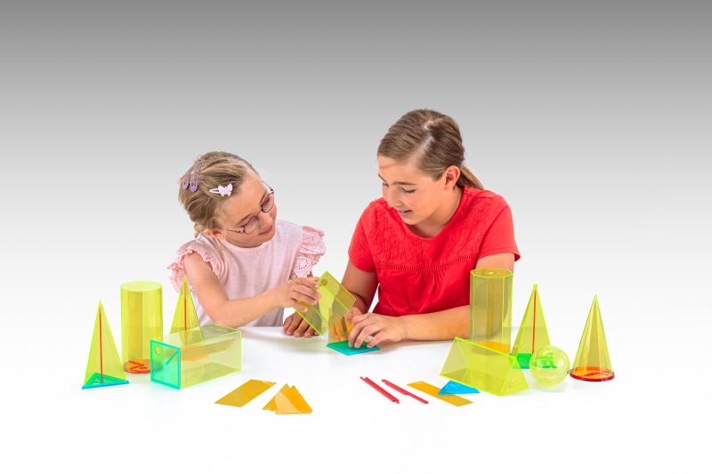 Wissner® active learning - Geometrical Shape Set 15 cm with 38 pieces (10 Shapes, base 7,5 x 7,5 cm, height 15 cm) RE-Plastic®