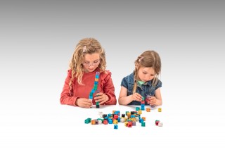 Wissner® active learning - Interlocking cubes in 10 colours (100 pcs) RE-Wood®