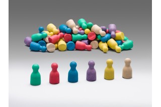 Set of 60 Pawns in 6 colours RE-Wood®