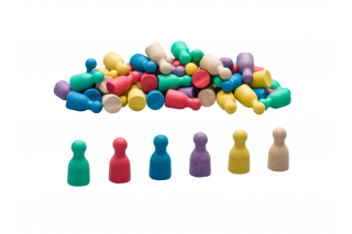Set of 60 Pawns in 6 colours RE-Wood®