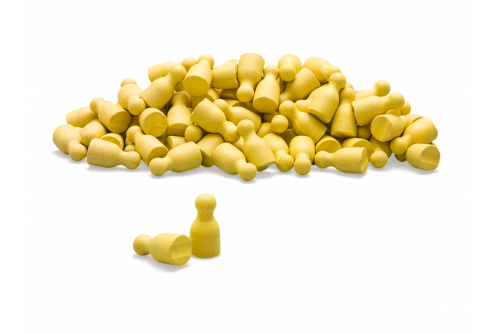 Satz aus 100 Spielfiguren in gelb RE-Wood®