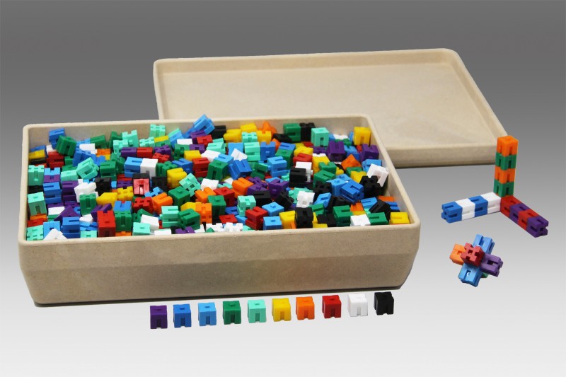 Wissner® active learning - Interlocking Weight Cubes in 10 colours (1000 pcs) RE-Plastic® RE-Wood®