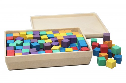 Wissner® active learning - Cubes in 6 colours 2 x 2 x 2 cm (150 pcs) RE-Wood®