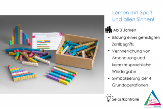 Rechenstäbe. in 10 Montessori-Farben (100 Stück)