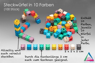 Interlocking cubes. in 10 colours (100 pcs)