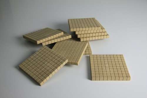 Wissner® active learning - Dienes Base Ten Hundred flats in natural colours (10 pcs) RE-Wood®