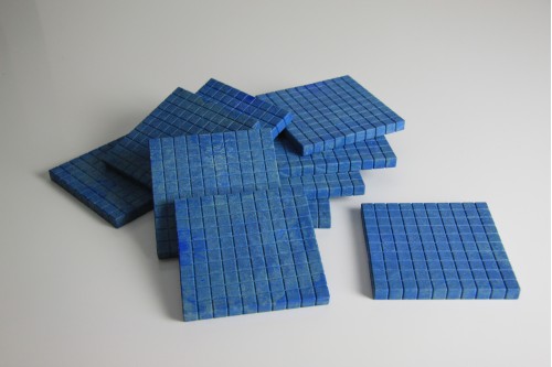 Wissner® active learning - Dienes Base Ten Hundred flats blue (10 pcs) RE-Wood®
