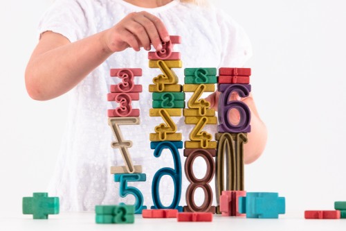 Wissner® aktiv lernen - Stapelzahlen in Montessori-Farben (34 Stück) RE-Wood®