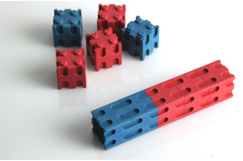 Wissner® active learning - Interlocking cubes red/blue (100 pcs) RE-Wood®