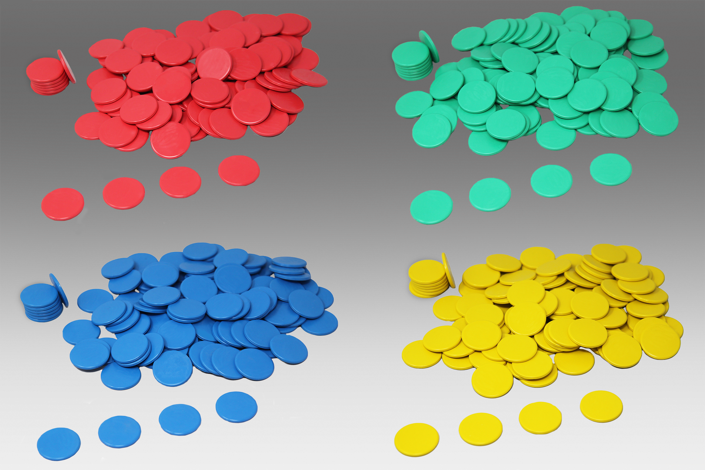 100 Spielchips in 4 Farbvarianten 