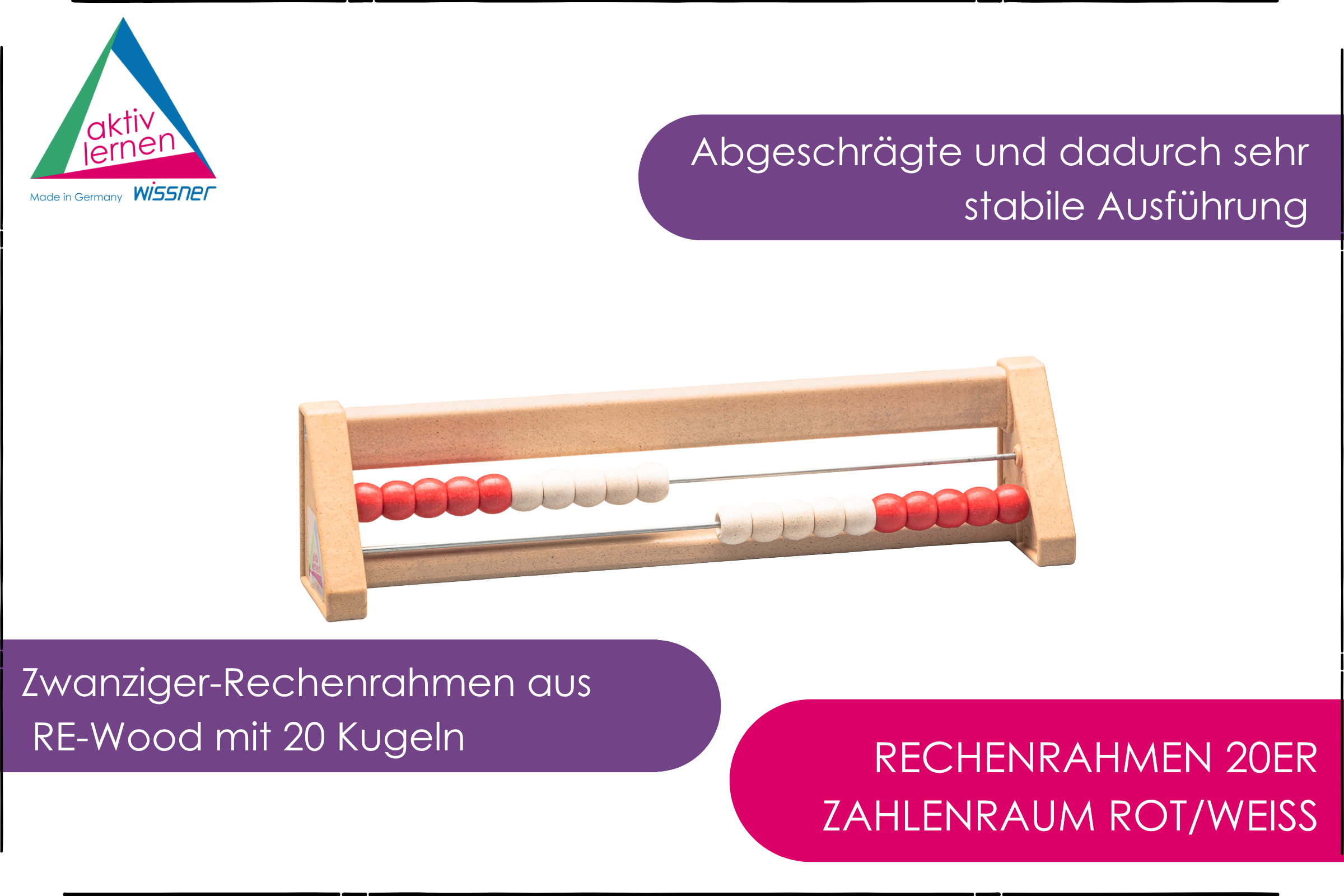 Rechenrahmen 20er Zahlenraum rot/weiß