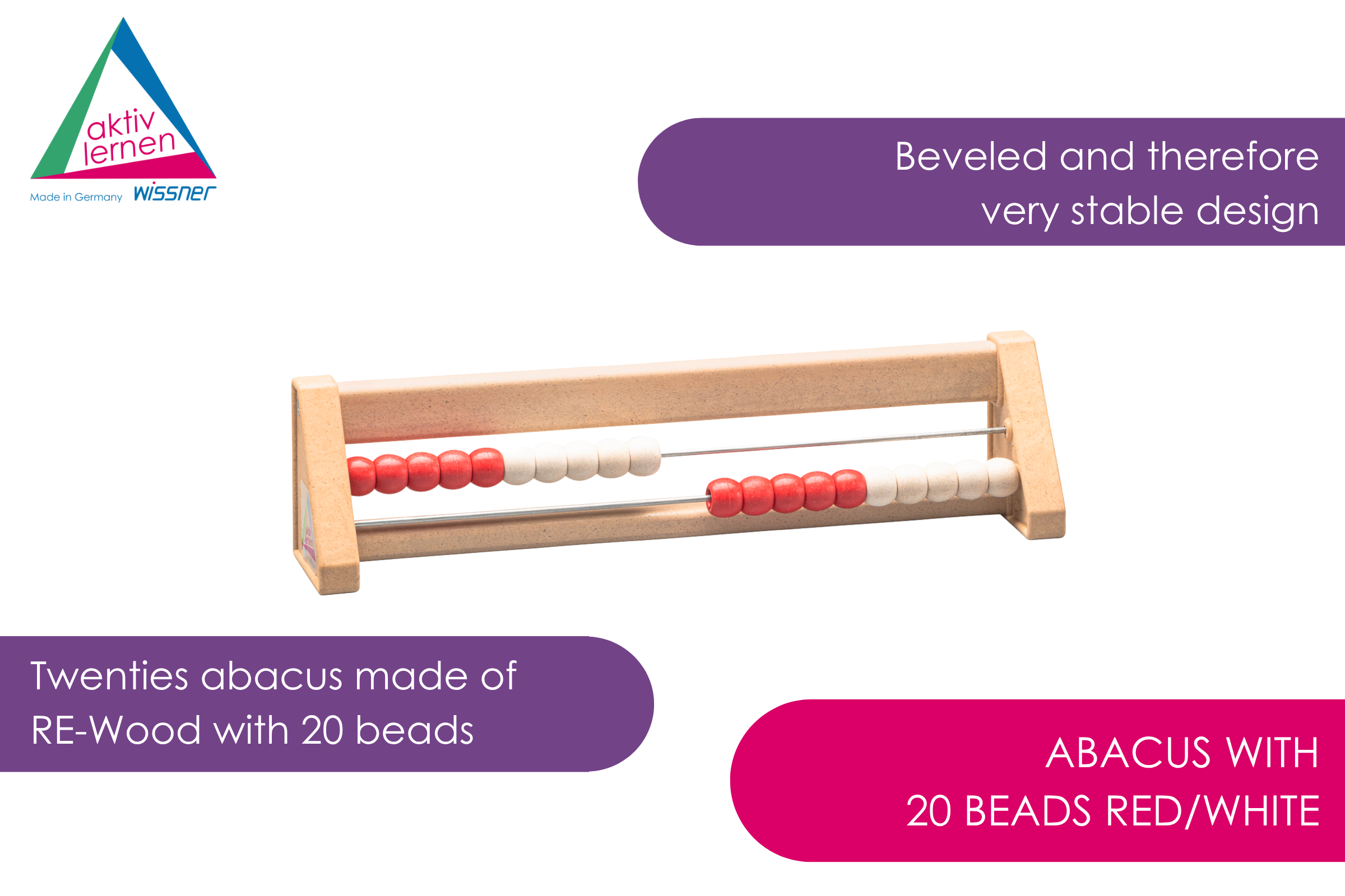 Abacus with 20 balls red/white