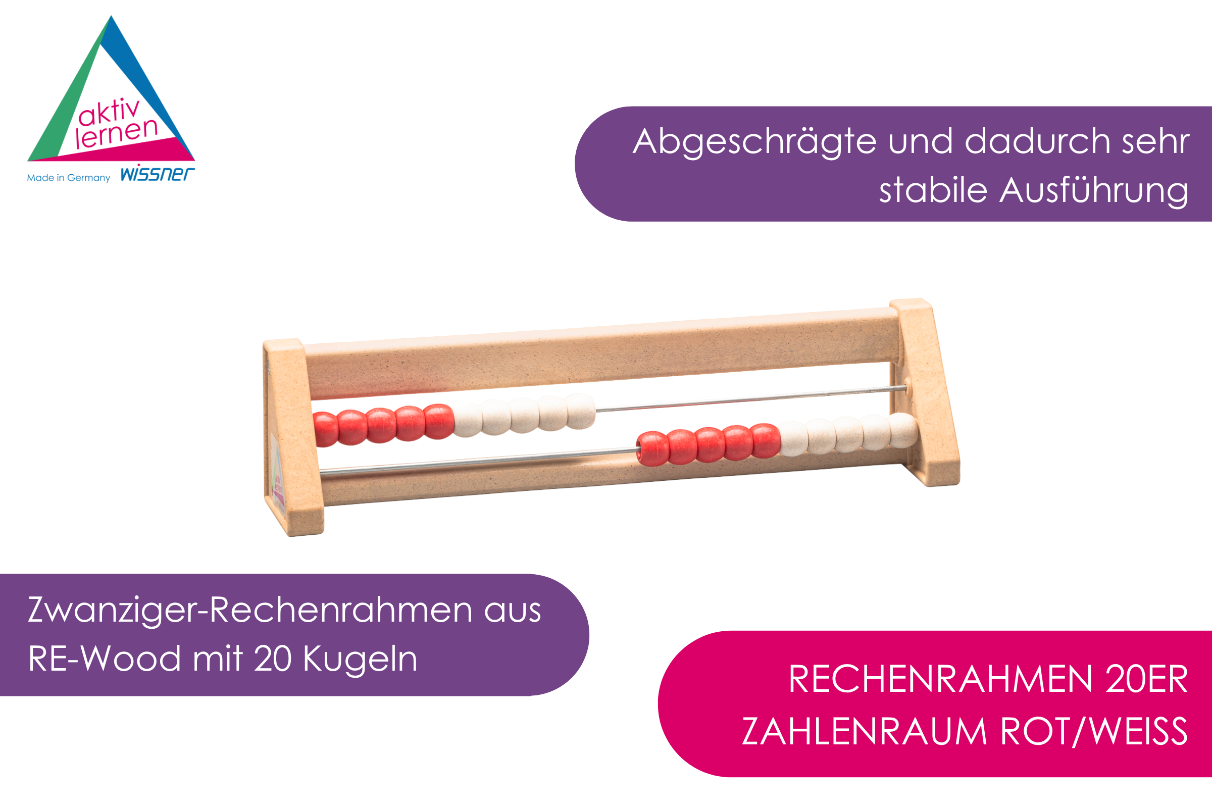Rechenrahmen 20er Zahlenraum rot/weiß