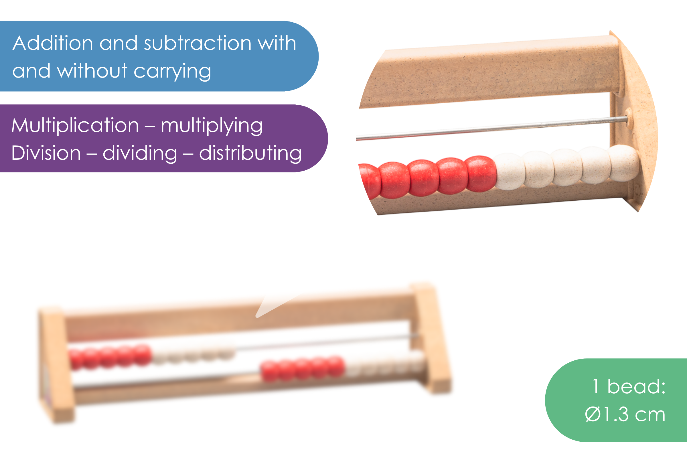 Abacus with 20 balls red/white