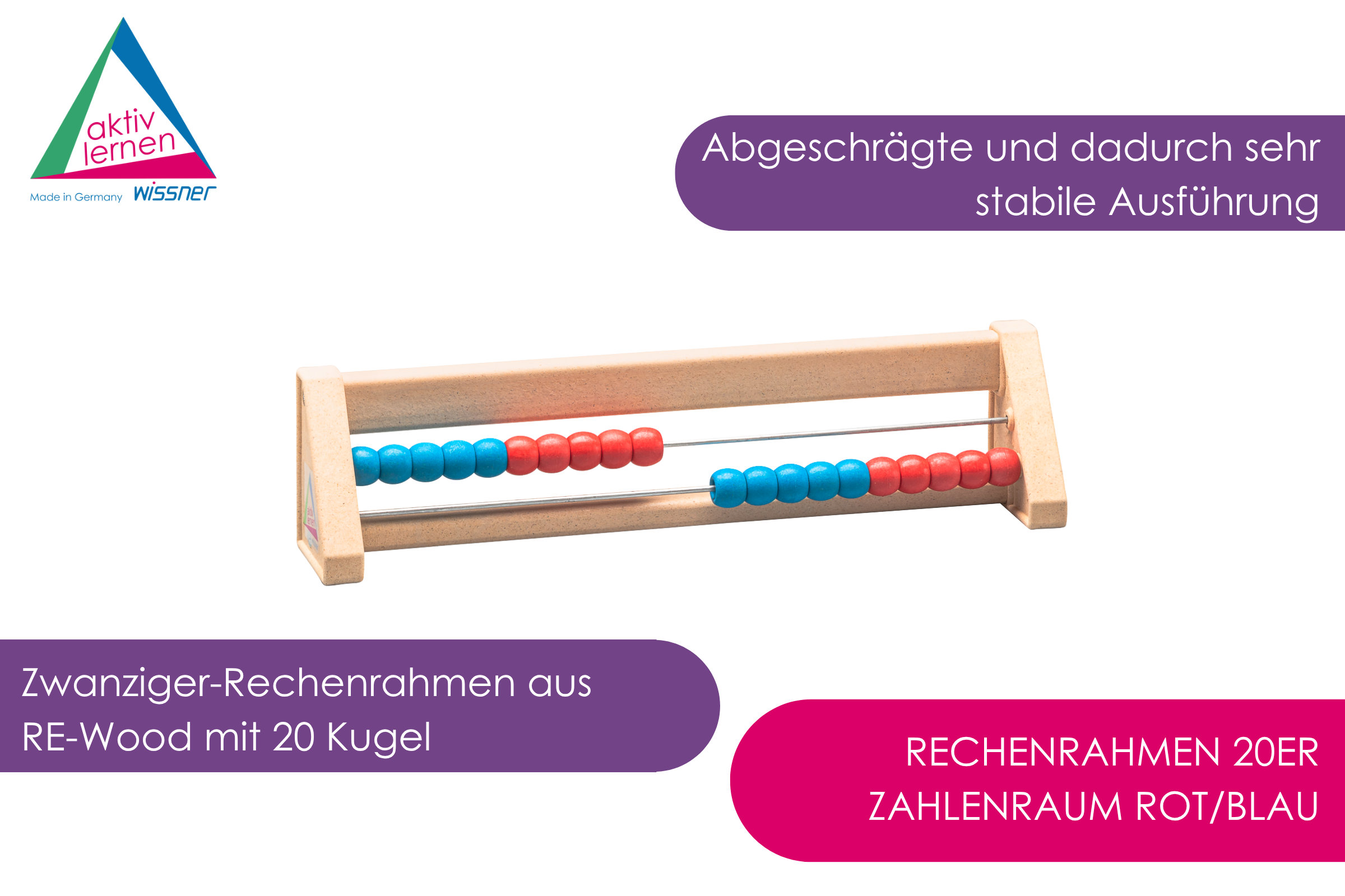 080200.600 Rechenrahmen 20er Zahlenraum blau/rot