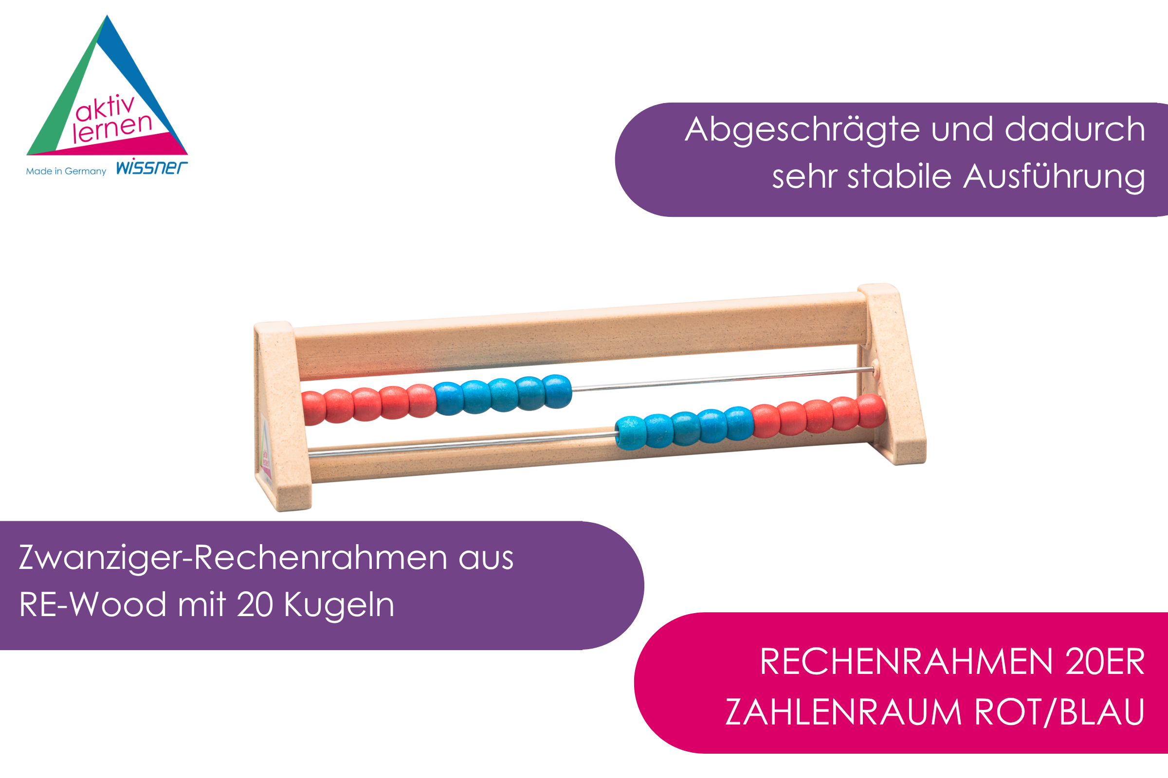 Rechenrahmen 20er Zahlenraum rot/blau