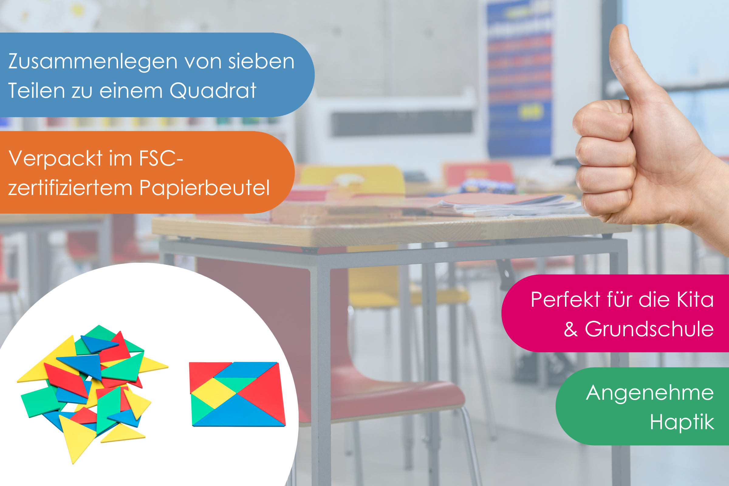 080700.000 Tangramsatz in 4 Farben (28 Teile)