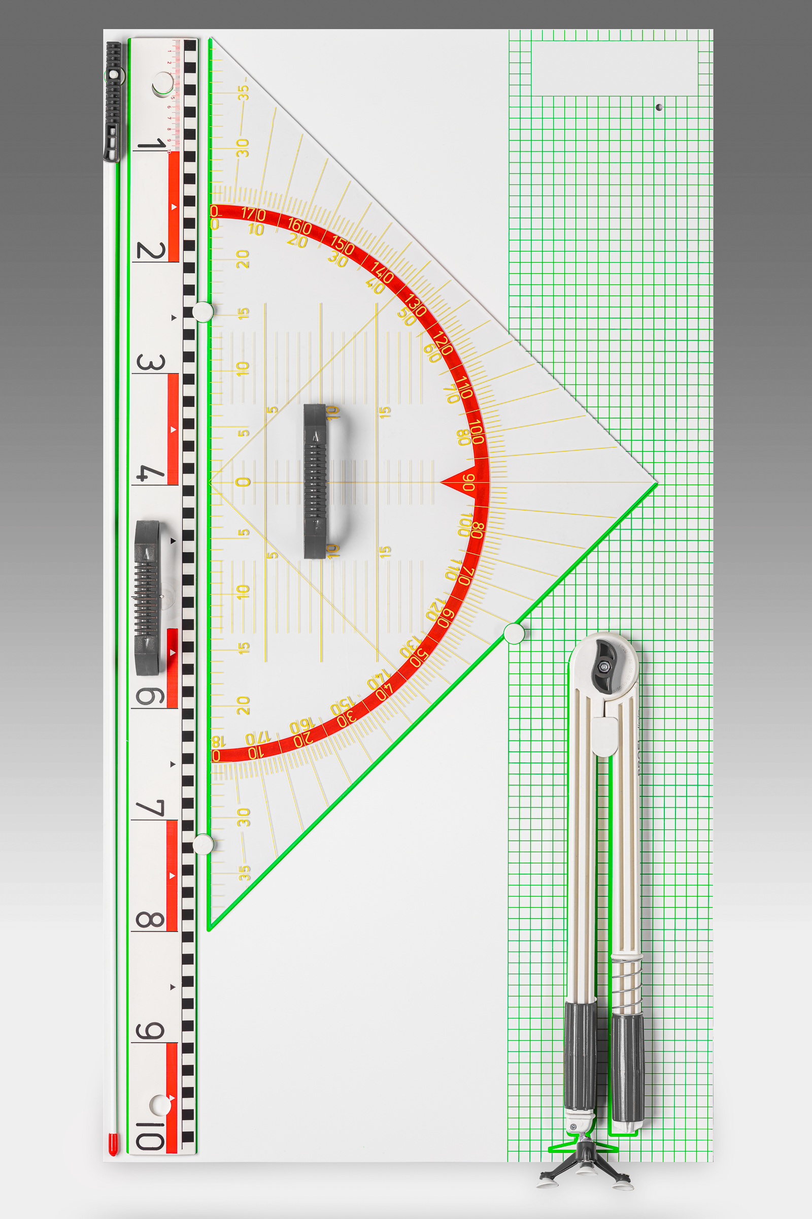 Wandtafelgerätesatz II (mit 80 cm Geowinkel)
