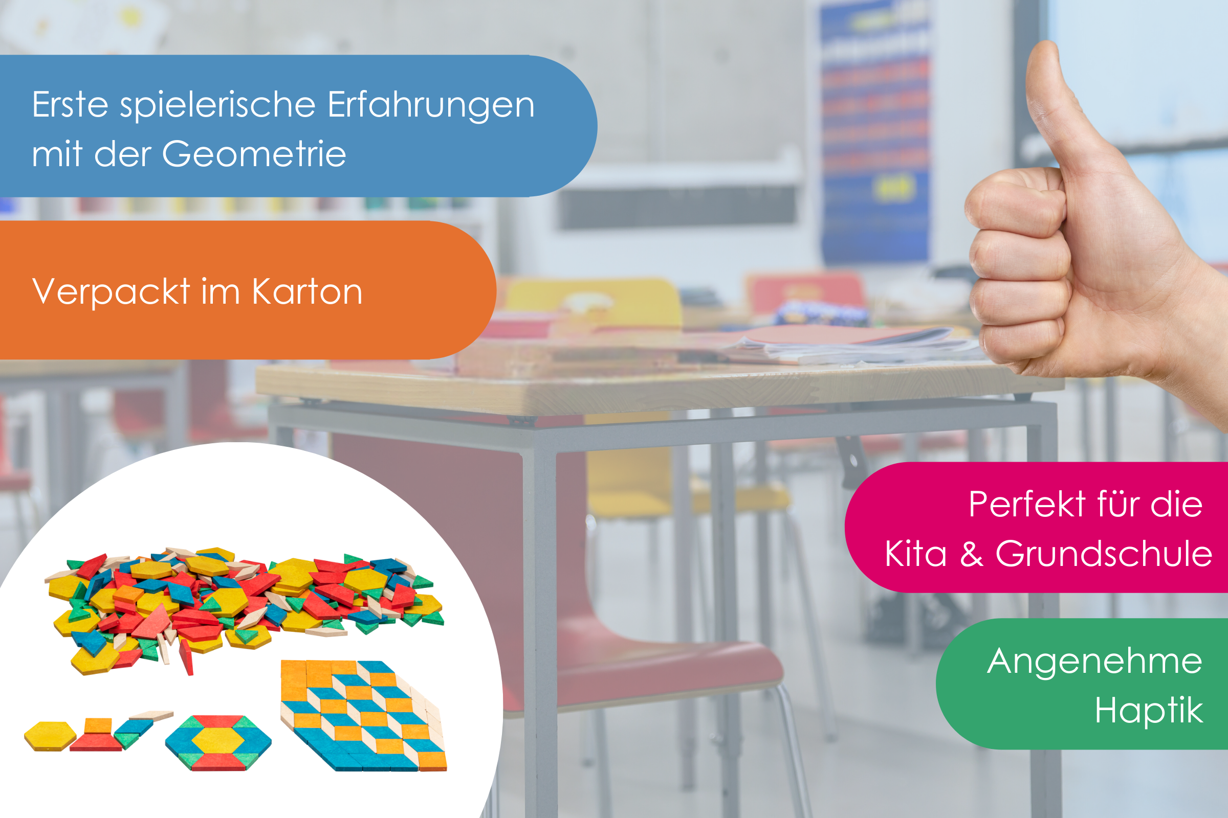 Geometrische Legeplättchen Pattern Blocks (250 Teile)
