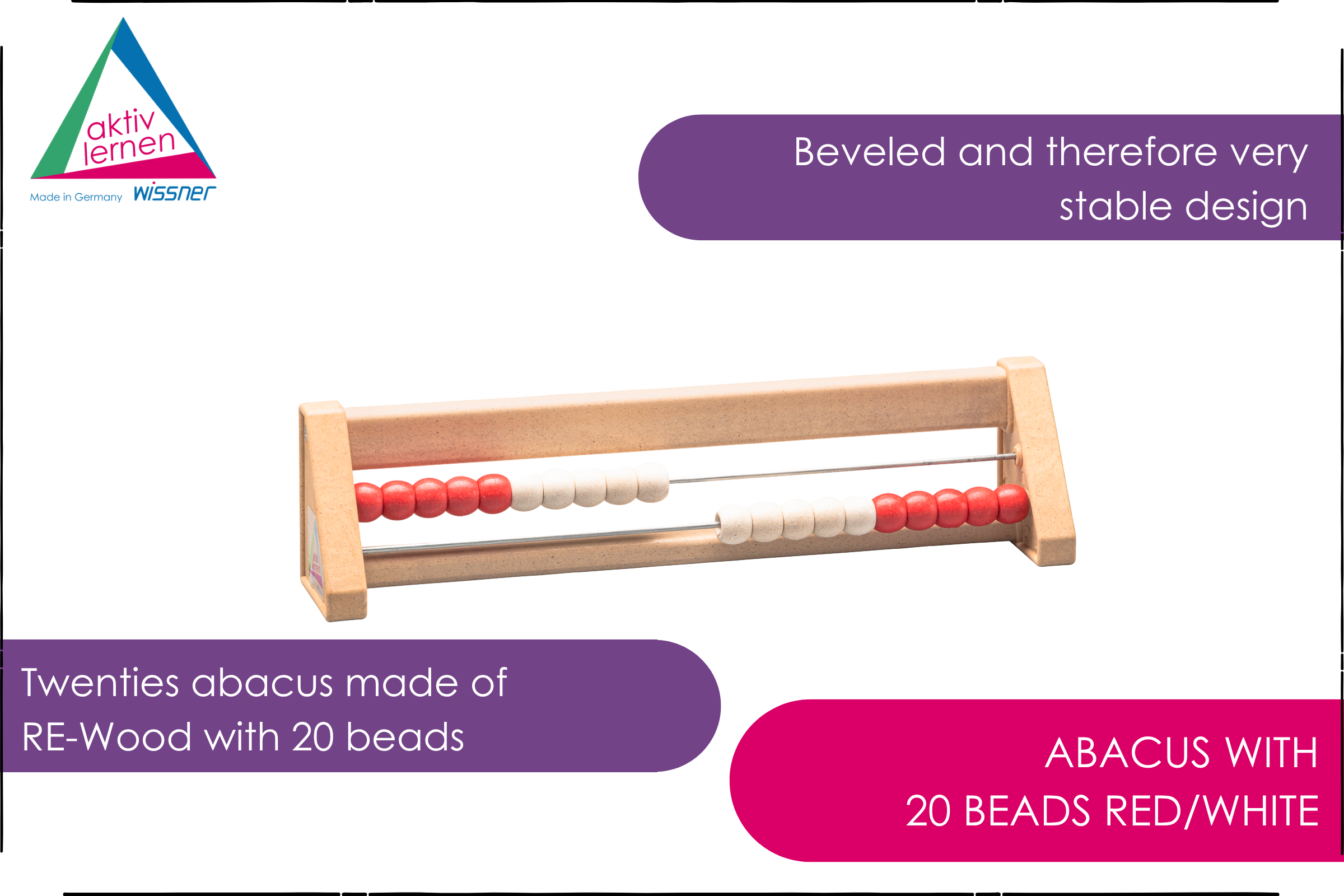 Abacus with 20 balls red/white
