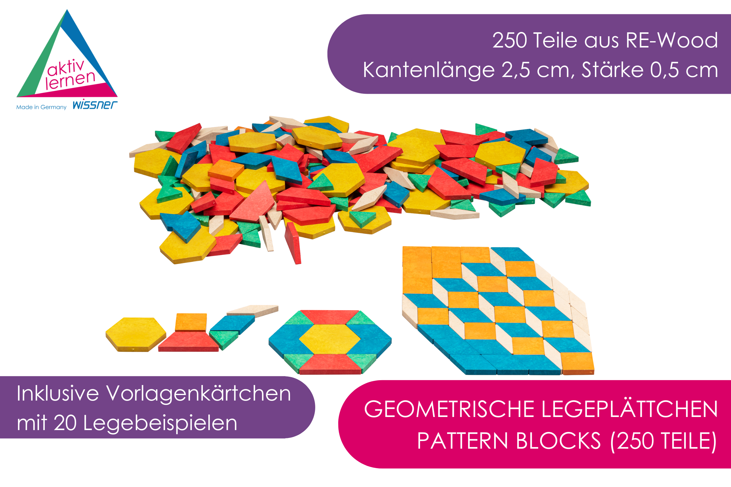 Geometrische Legeplättchen Pattern Blocks (250 Teile)