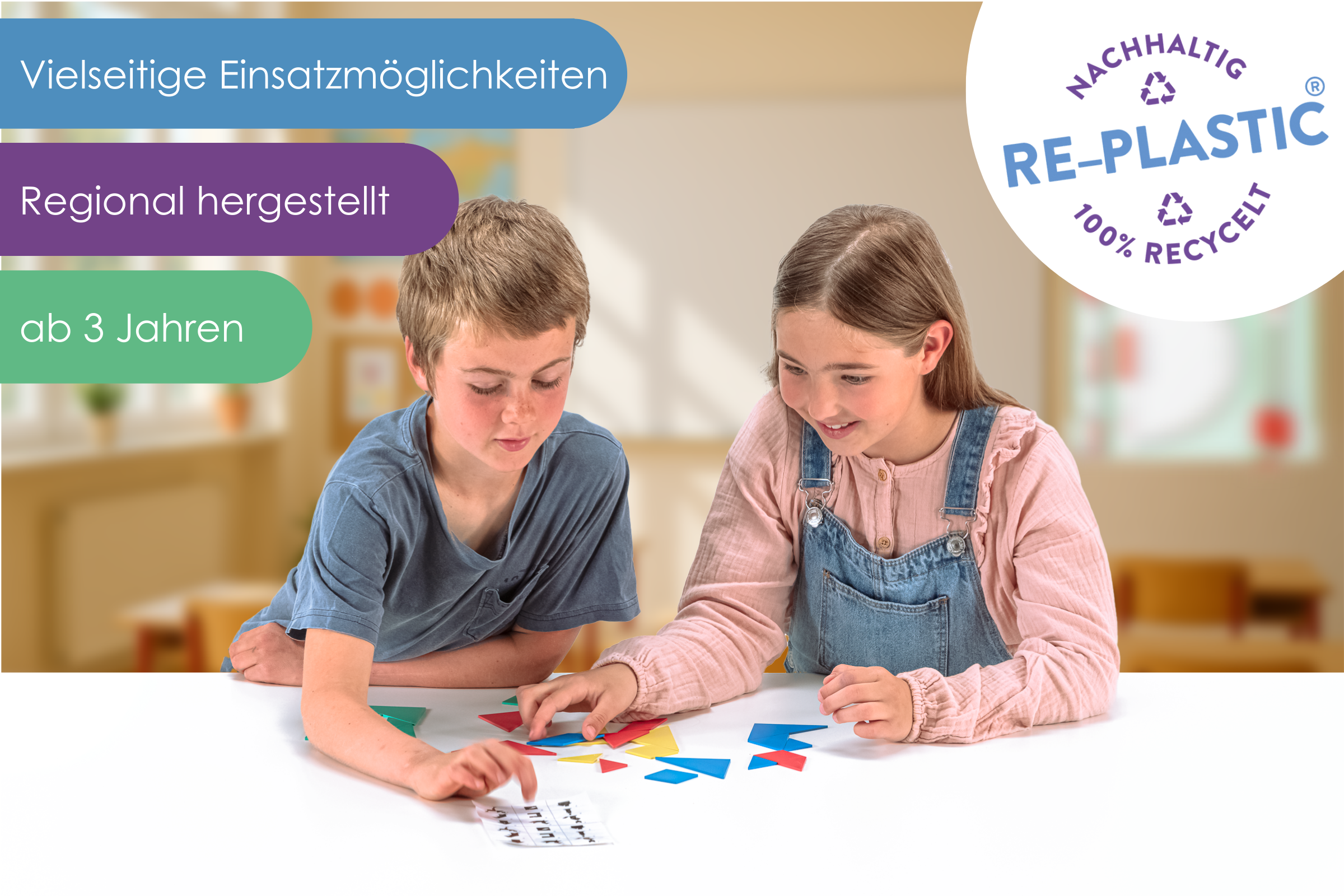 080700.000 Tangramsatz in 4 Farben (28 Teile)