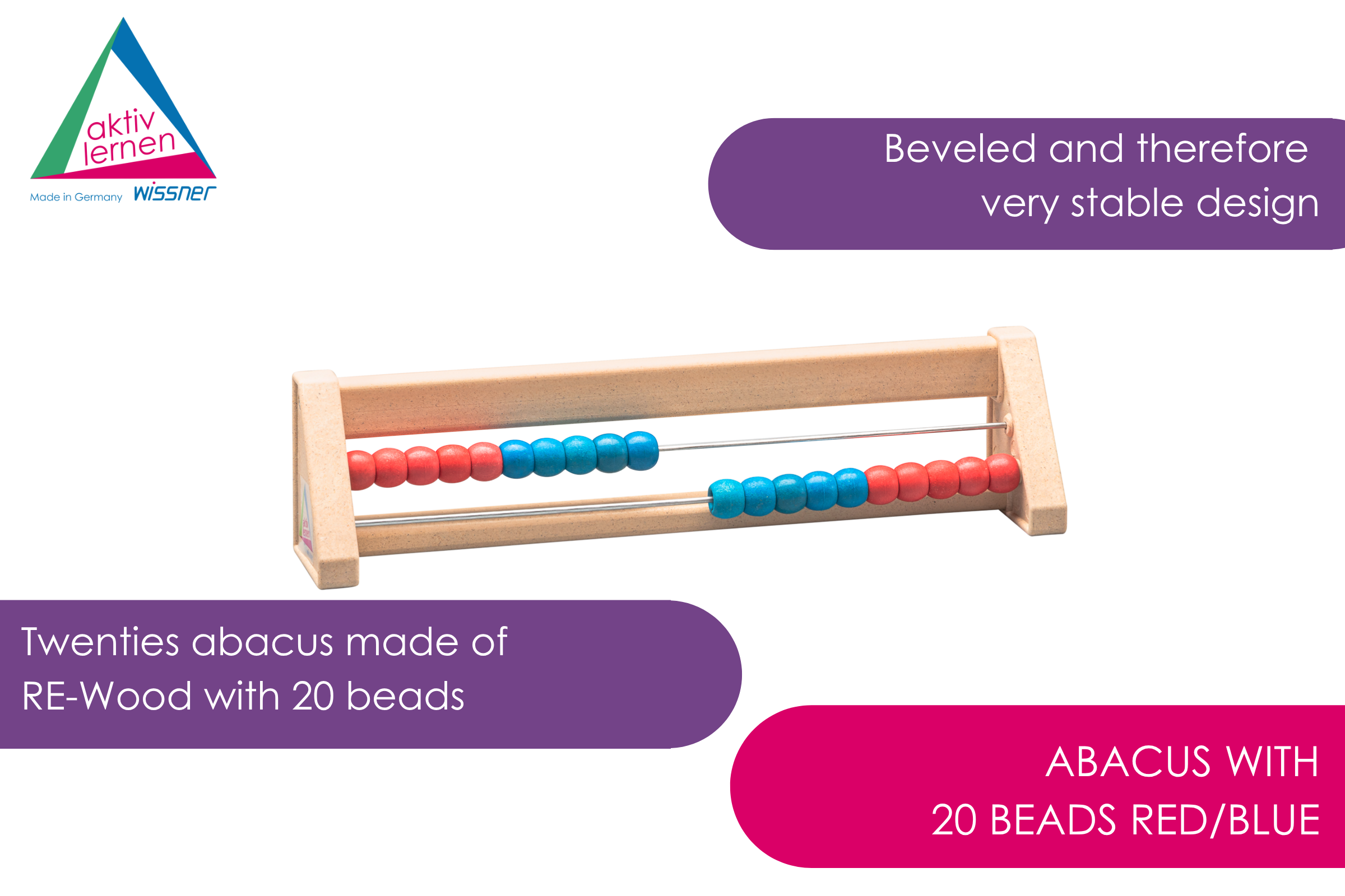 Abacus with 20 balls red/blue