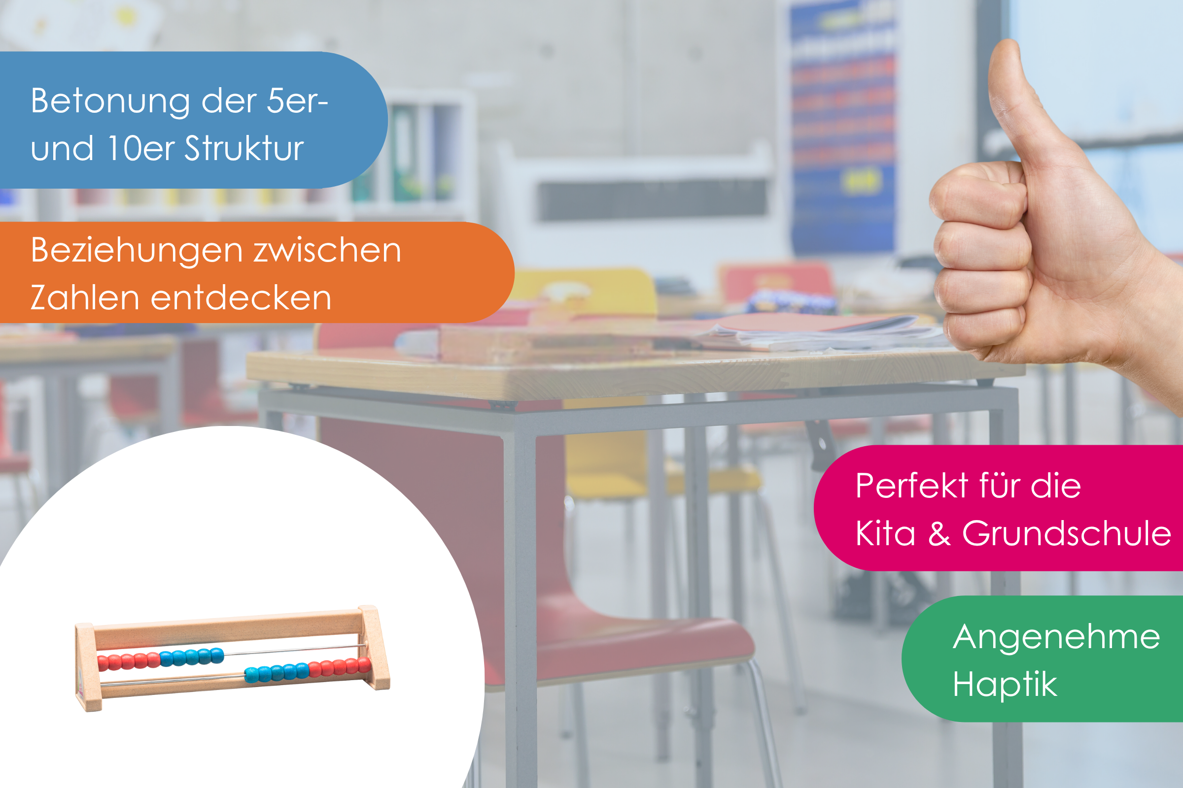 Rechenrahmen 20er Zahlenraum rot/blau - Angenehme Haptik